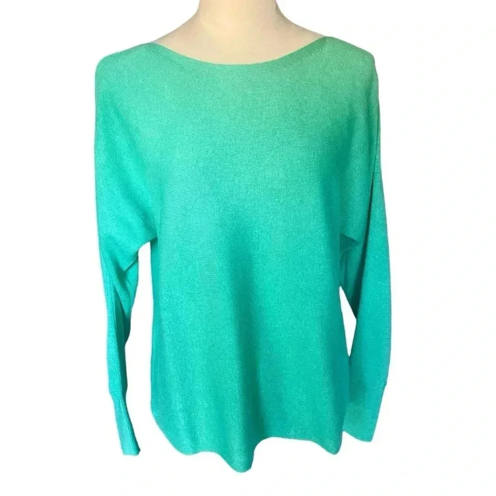 J. Jill Wearever Collection Cotton Blend Kelly Green Pullover Sweater Women Sz S - Picture 2 of 7